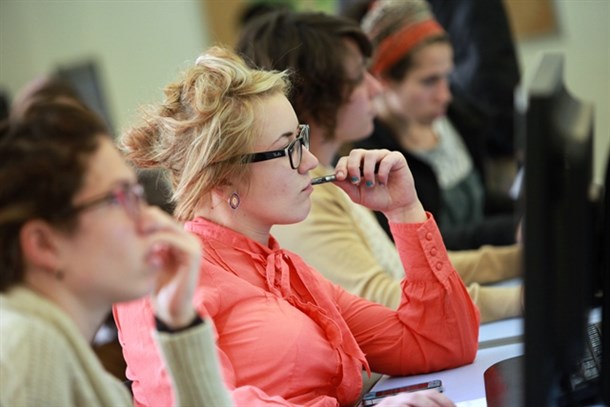 Students studying at the College