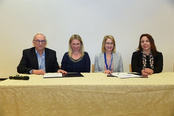 Left to Right :Prof. Bertold Fridlender, President, Hadassah Academic College;Ms. Alina Ianson, National Executive Director, Canadian Hadassah-Wizo;Ms. Debbie Eisenberg, National President, Canadian Hadassah-Wizo; Ms. Maya Shraga Albalak, CFO, Hadassah Academic College