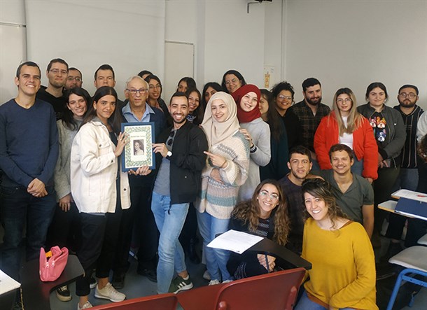 The students with College President, Prof. Bertold Fridlender.